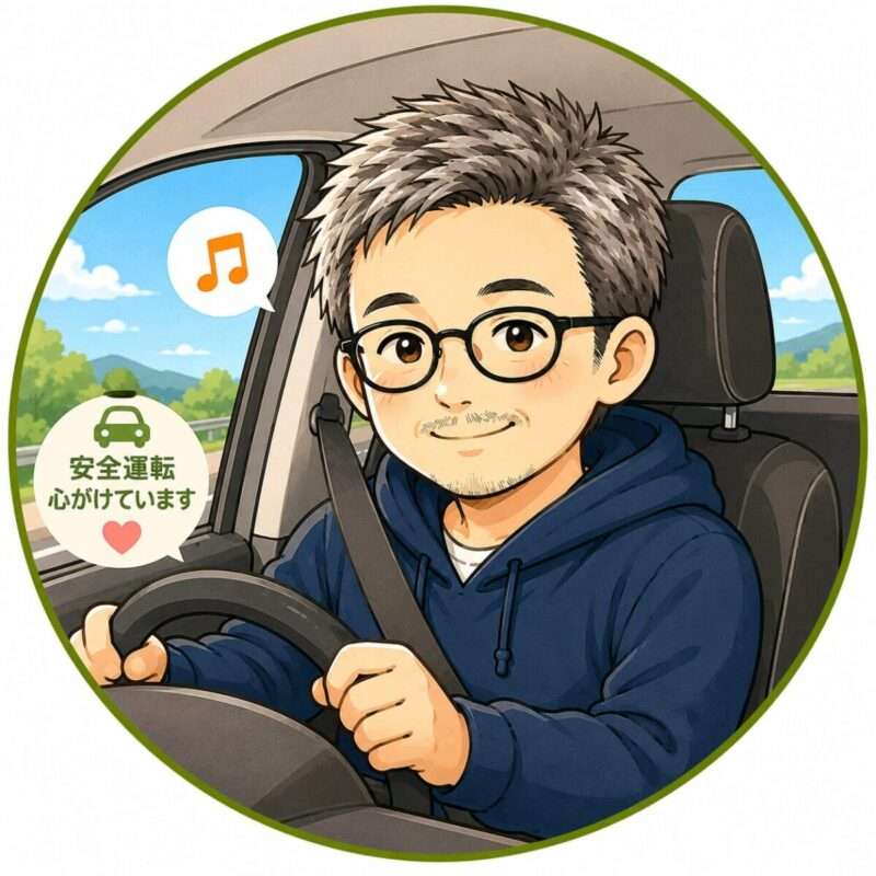 安全運転で音楽を楽しむポイおじの絵