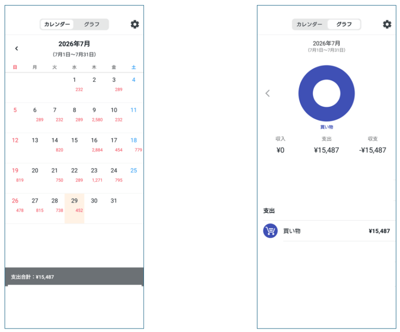 CODEアプリの家計簿機能紹介の画面